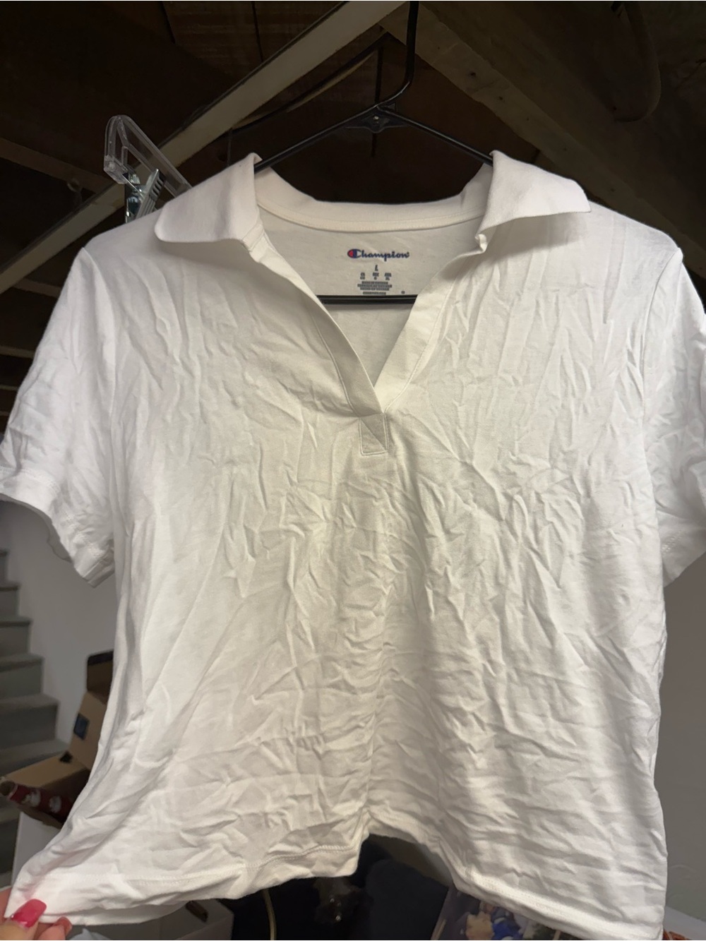 Champion White Polo-Style Short CROP TOP